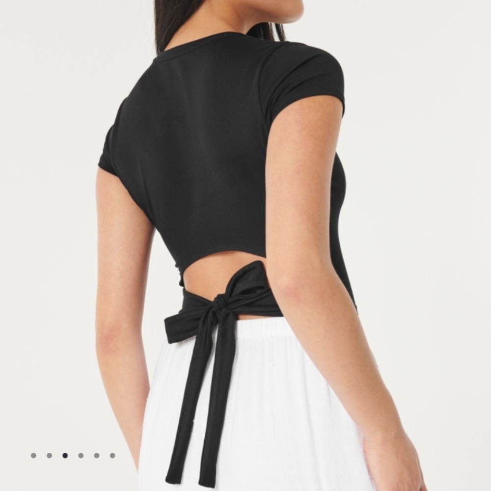 Black Tie-Back Crop Top